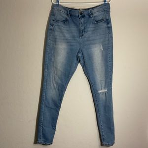 Mudd Skinny Ripped Light Blue Stretch High Rise Jeggings Jeans Juniors Size 17